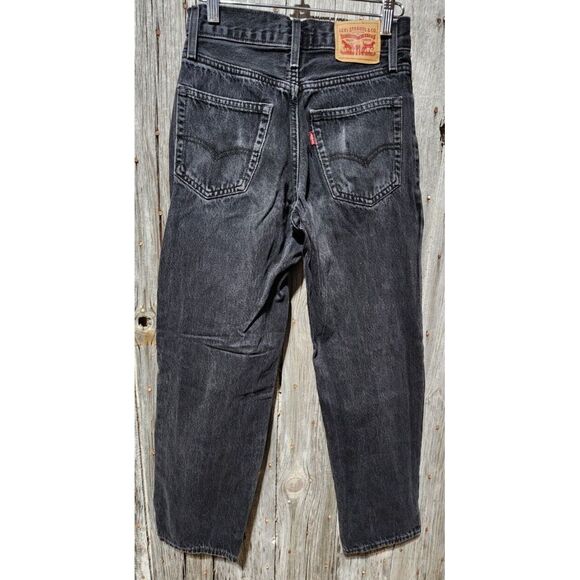 women's LEVI'S 94 BAGGY Black Jeans denim Stonewash size 24/26 - Picture 8 of 9